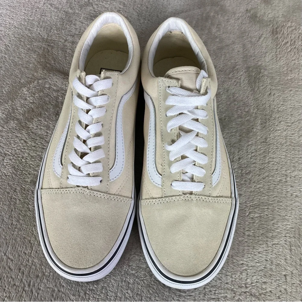 Vans Old Skool Shoes‎ Men 6.5 Women 8 Off White Suede Skate Sneakers NEW